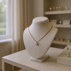 Elegant Gold Plated Necklace with Gorgeous CZ Stone